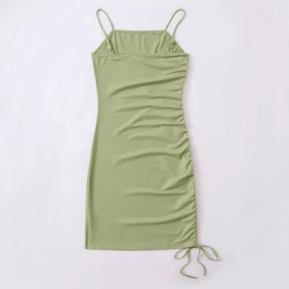 SHEIN Drawstring Side Ribbed Bodycon Dress NWOT - Picture 2 of 6